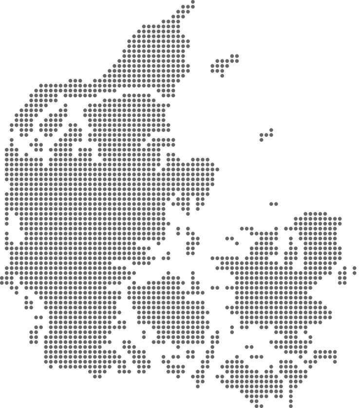 Danmarkskort med Skovtekniks fire afdelinger